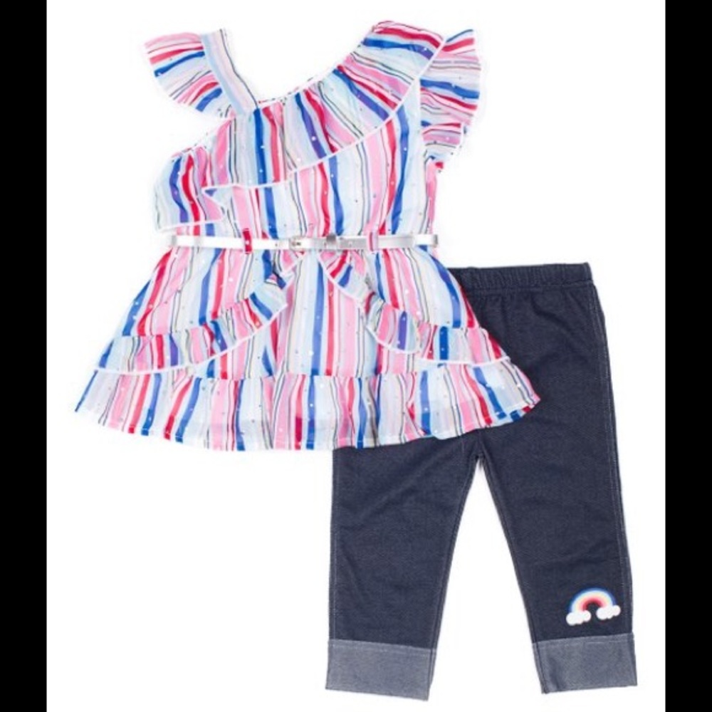 Little Lass Asymmetrical Top & Capri Jeggings